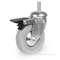 Gray Rubber Caster wheel  with Brake